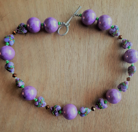Unieke ketting met handgemaakte lampwork kralen