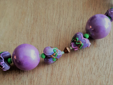 Unieke ketting met handgemaakte lampwork kralen