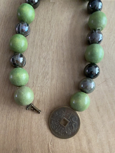 Handgemaakt ketting met Chinese munt als sluiting