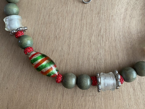 Zomerse ketting met houten en grote Italian Style kralen