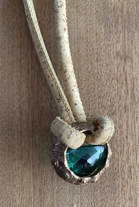 Koperen ketting met grote aventurijn