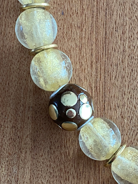 Vintage handgemaakte leuke en zeer draagbare ketting met glas, kashmiri en doublé kralen