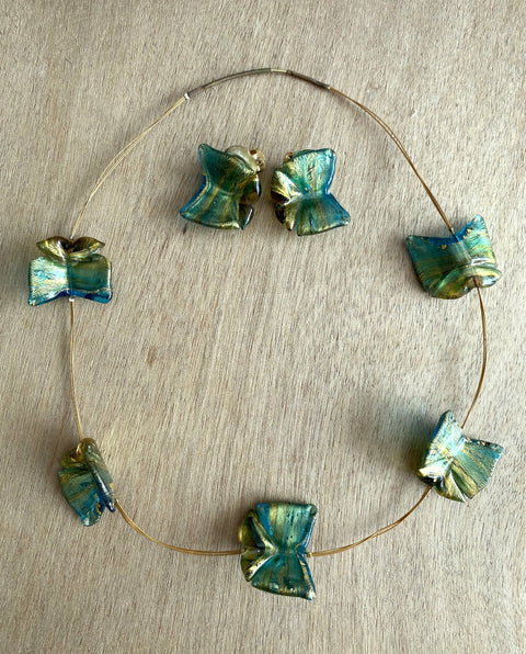 SET! Ketting met oorbellen gemaakt van handgemaakte MURANO glaskralen