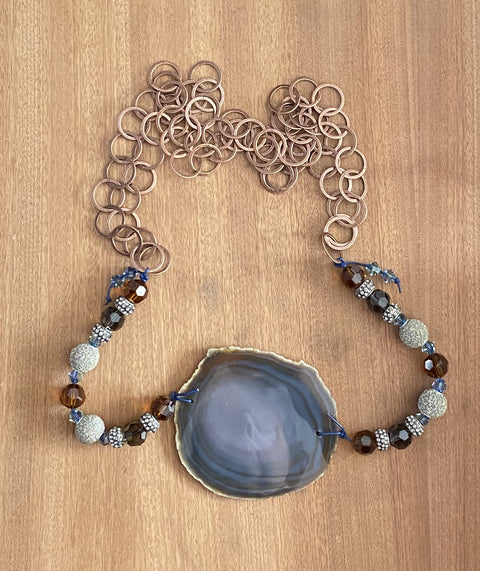 Ketting met grote hanger  van agaat